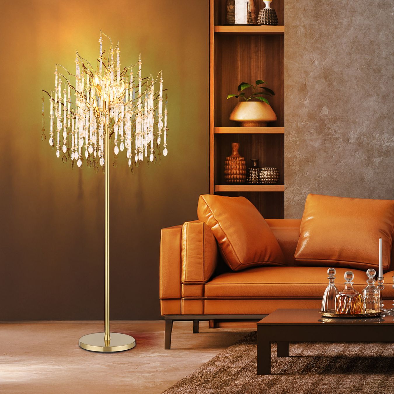 Lampade: Stehleuchte, Glaskristalle, 165 cm Höhe – Nuovo (secondo la descrizione) da Kreuzlingen venduto da Smart-Light 2