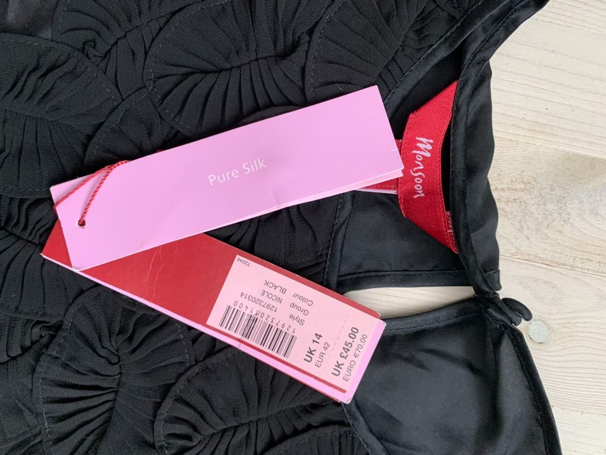 Blusen: Seidentop, Grösse 42, schwarz, 100% Seide / Monsoon – Neu und originalverpackt aus Hinteregg von GARANTA 7