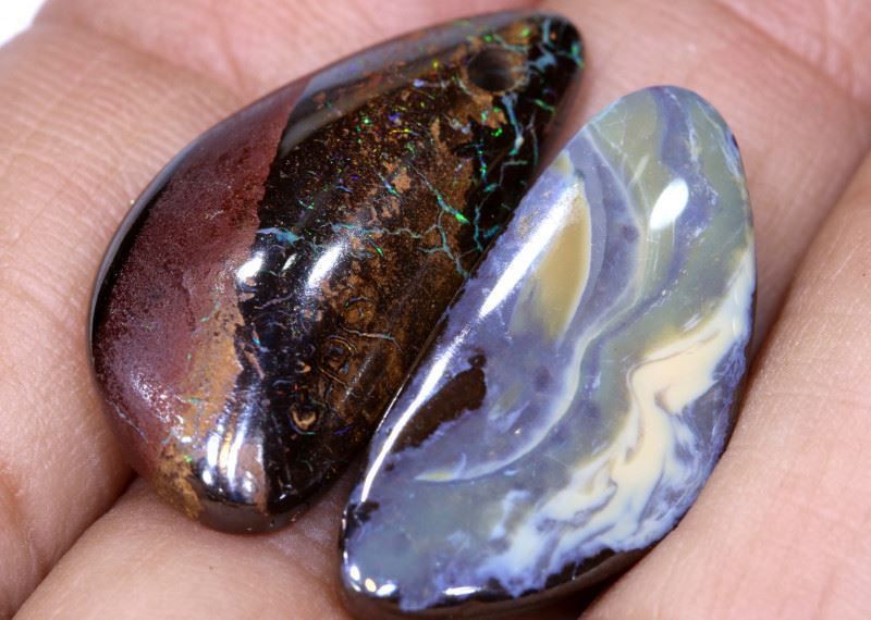 Pietre preziose: 2 Australische Boulder Opale 16.50Cts. – Nuovo (secondo la descrizione) da Bern venduto da Grindelwaldaus