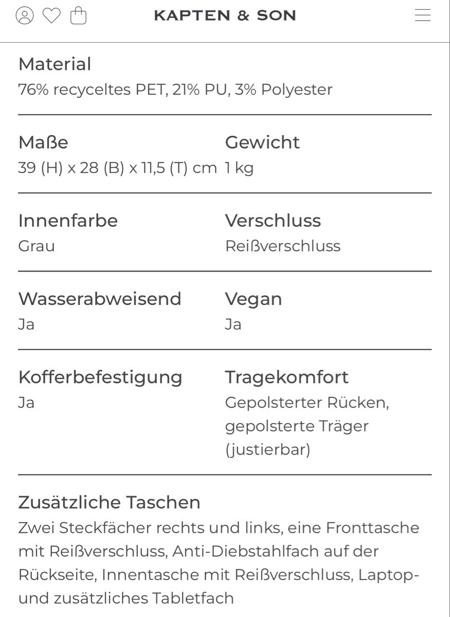 Kapten & Son Zaini: Kapten and son Wickelrucksack – Nuovo (secondo la descrizione) da Bern venduto da beyoubetrue1 6