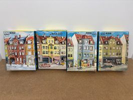 4er Set Kibri H0 Bausatz Stadthäuser 8352, 8354, 8356, 8358