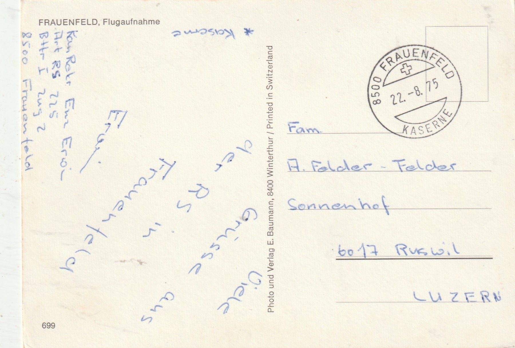 Ansichtskarten: Frauenfeld um 1975 – Gebraucht aus Lumbrein von made02 1