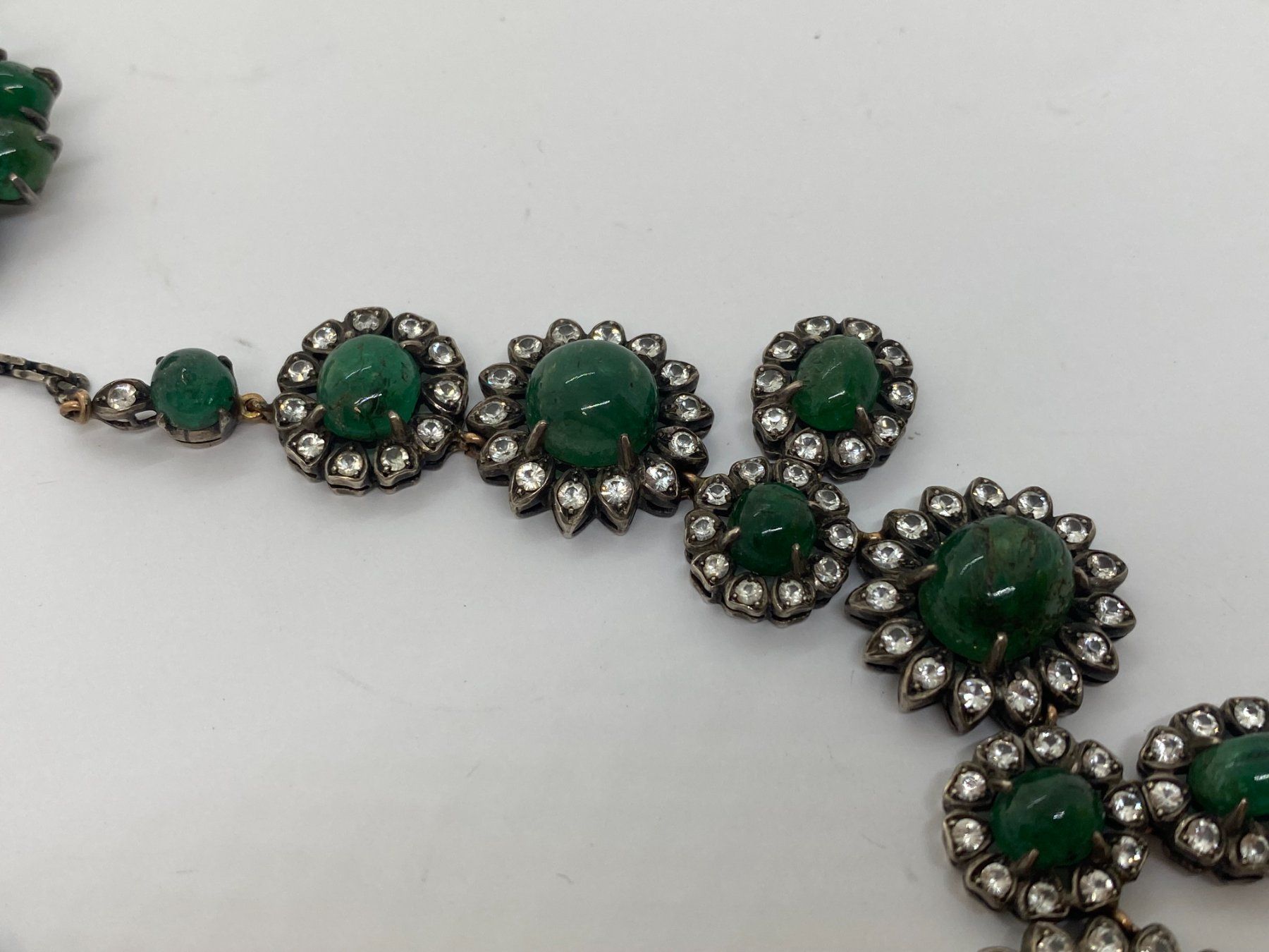 Catenine: Collier Smaragd, weisse Saphire 40cm Silber /i425 – Usato da Bern venduto da JMsoehne1987 2