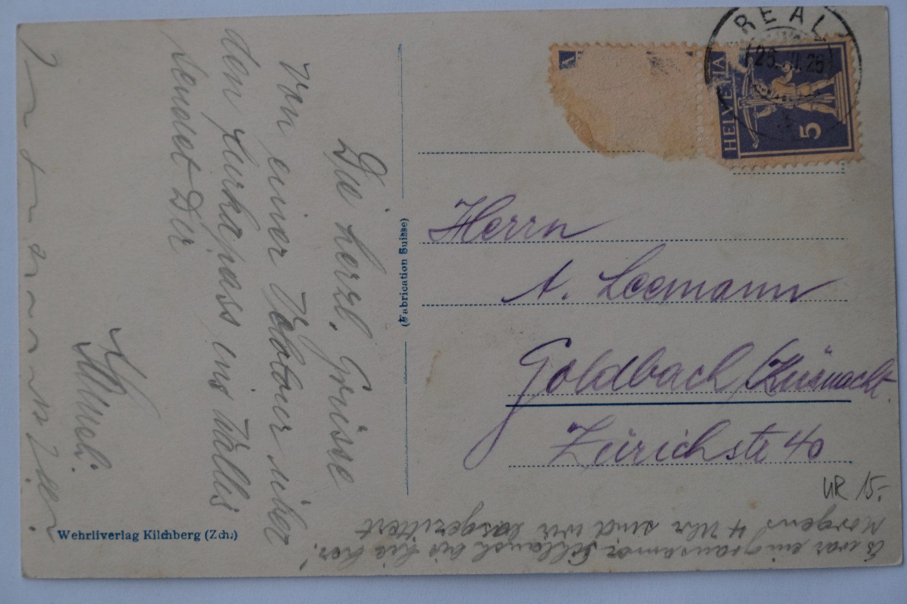 Cartoline postali: Ansichtskarte Realp 1925 – Usato da Ehrendingen venduto da nicoro50 1