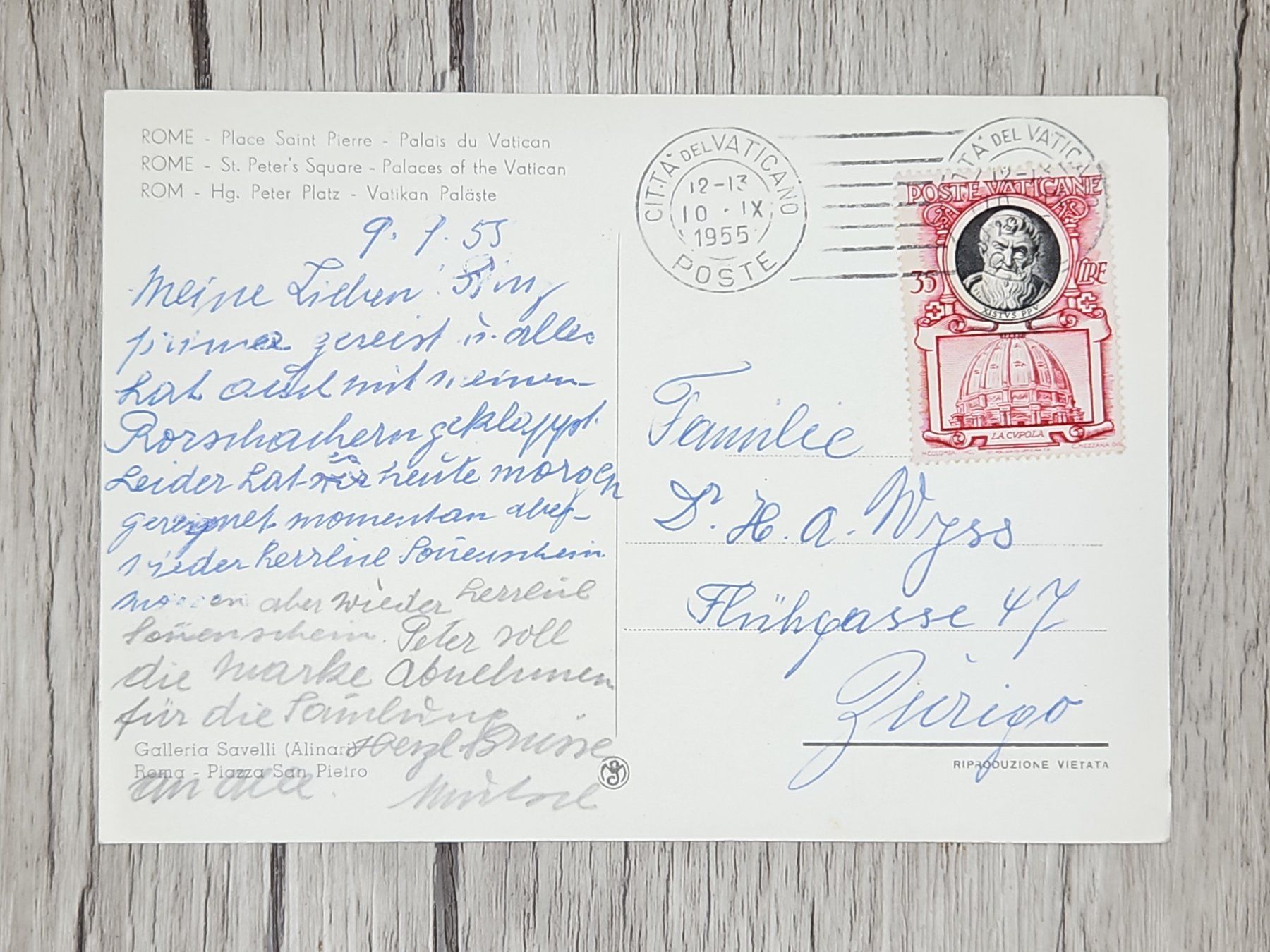 Tous les timbres: CL14 Carte Postale + Timbre Vatican 1955 – D'occasion à Cousset par Patrick_Collections 1