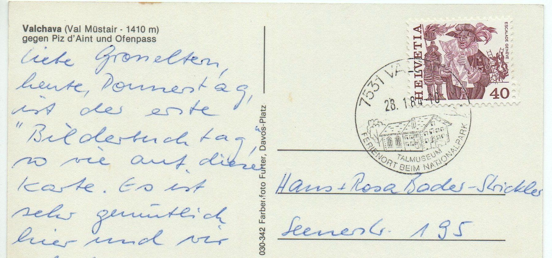 Cartes postales: VALCHAVA Val Müstair – D'occasion à Jona par philajona 1
