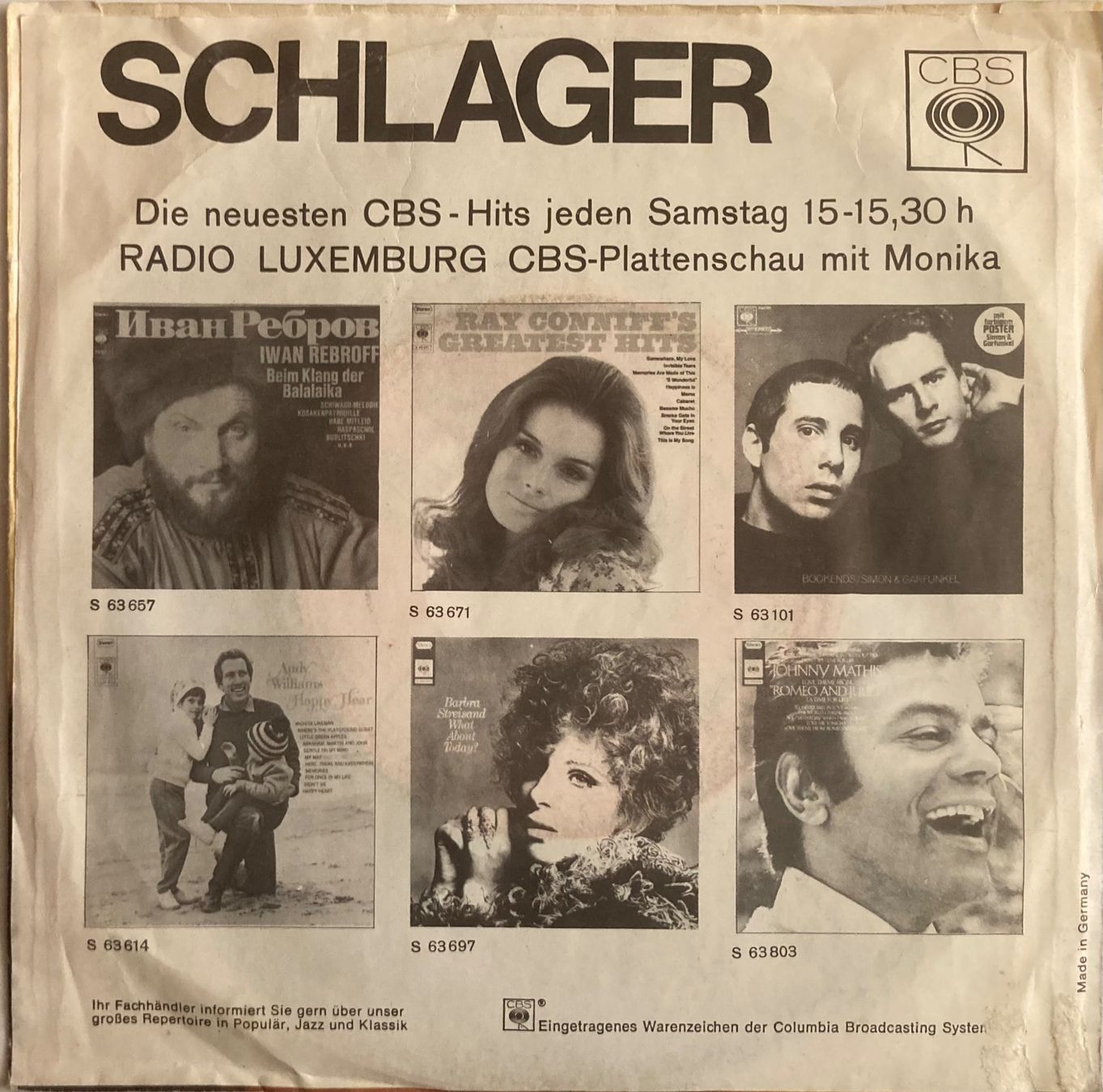 Dischi in vinile: IWAN REBROFF - AN JENEM TAG / BESSARABYANKA – Usato da Poliez-Pittet venduto da Newtown-Records 1