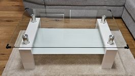 Glas Couchtisch Weiss Glas wie neu 110x70x42cm
