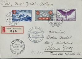 CH Flugpost 1939 Swissair Europaflug SUD Zürich-Athen R-Brie