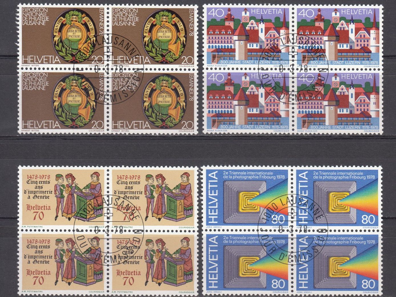 Alle Briefmarken: SBK 603 - 606 im 4er-Block mit ET – Gebraucht aus Bürglen TG von StampGraf