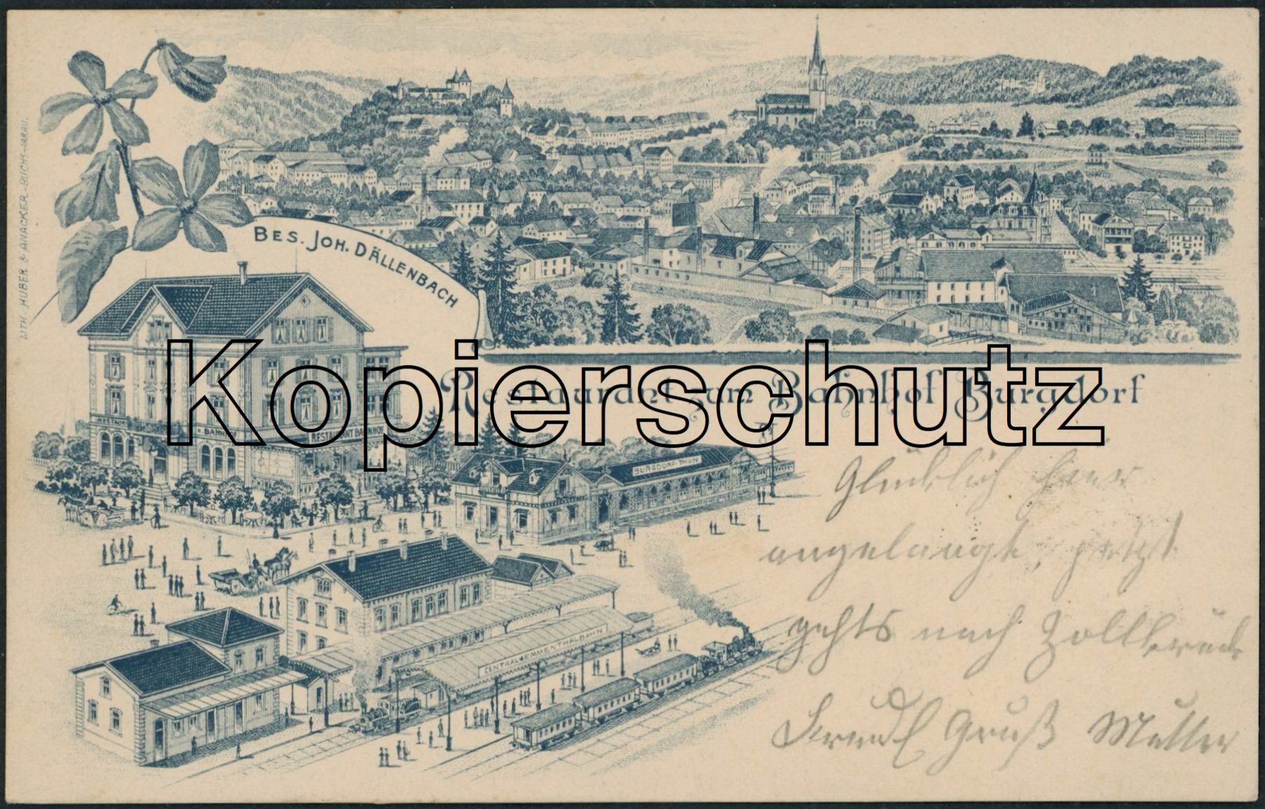 Ansichtskarten: BE Burgdorf - Bahnhof - Bahn - Litho – Gebraucht aus Schindellegi von leecollect
