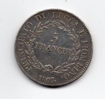(1146) Italien, 5 Franchi, Lucca, 1807, vz+