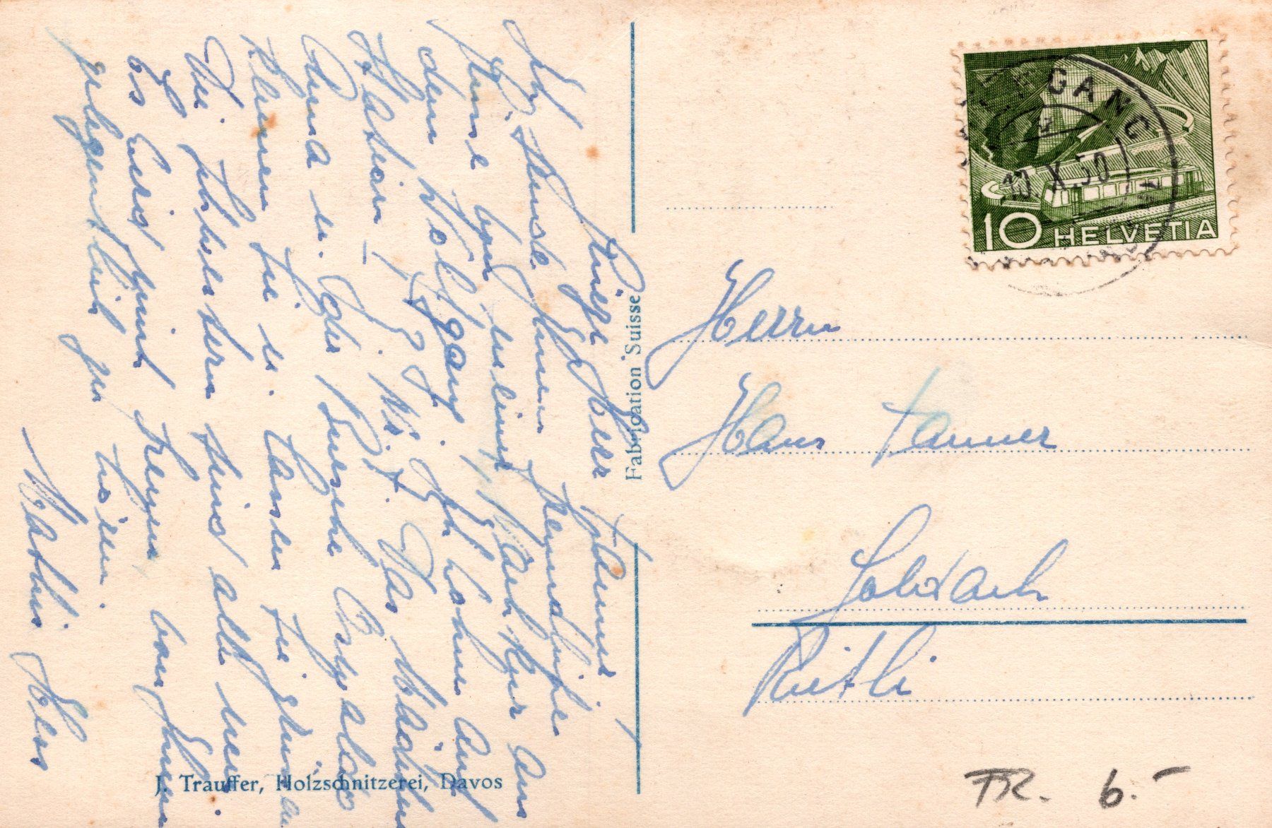 Ansichtskarten: 0080 - Postkarte / Ansichtskarte - Davos Davosersee – Gebraucht aus Reinach BL von Boston-Verkauf 1