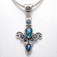 Großer Labradorit Anhänger Echt Silber 925 Sterlingsilber di