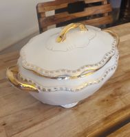 Plat de service blanc et or occasion