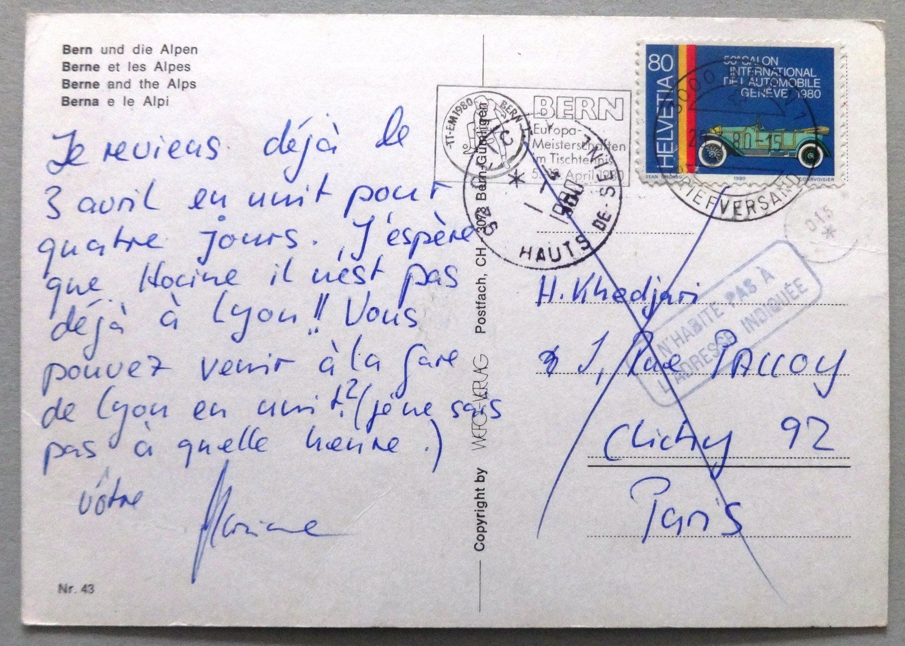 Cartoline postali: Bern und die Alpen – Usato da Fétigny venduto da Billy2miny 1
