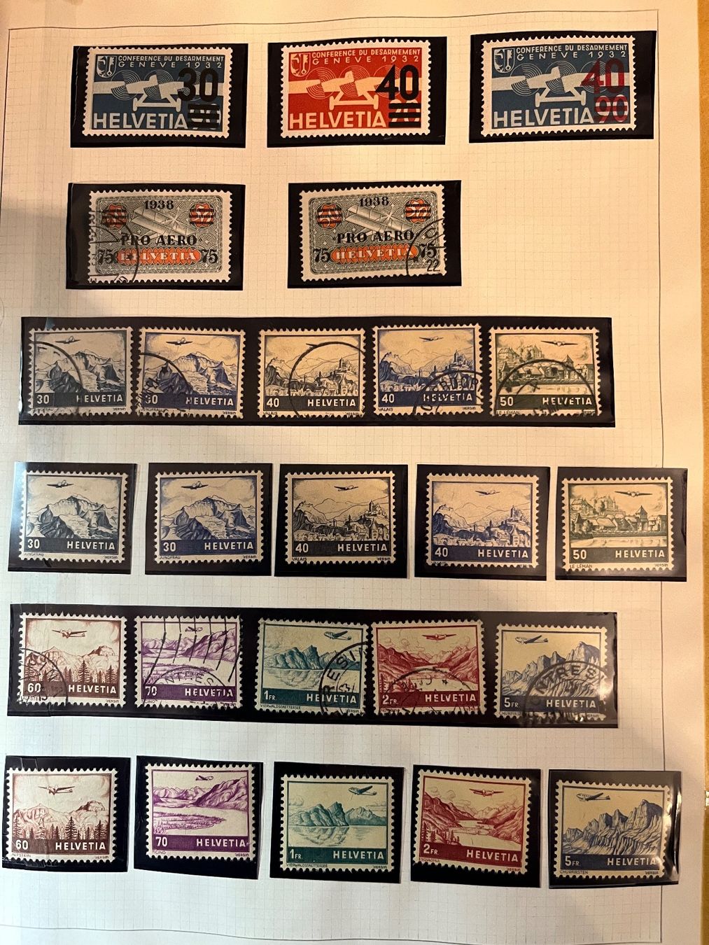 Tutti i francobolli: Briefmarken Flugpostmarken Schweiz 1932 - 1972 – Usato da Rebstein venduto da Soapyy13 1