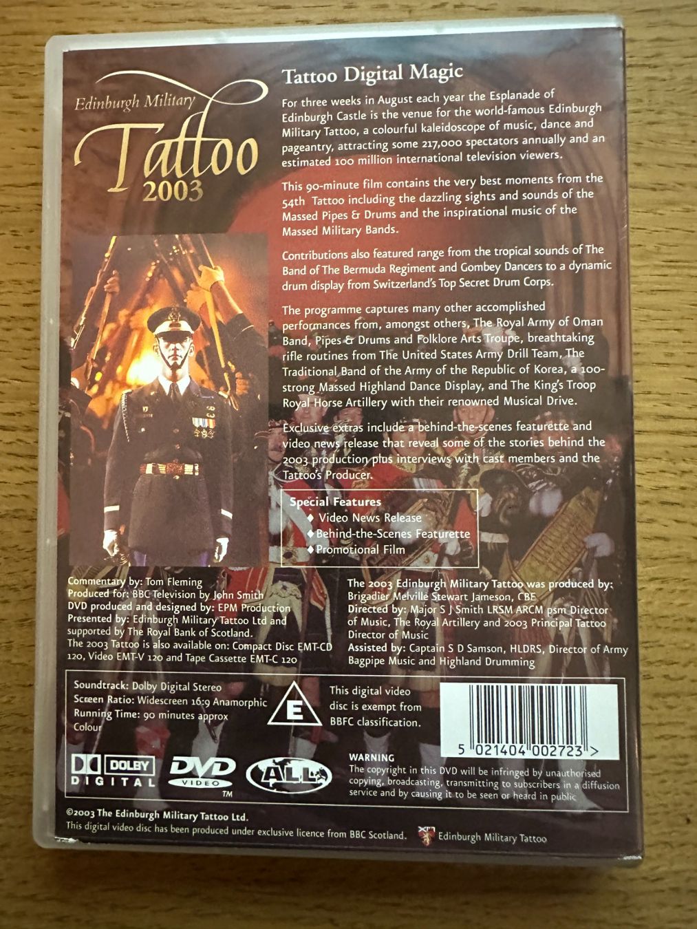 Tutti i DVDs: Edinburgh Military Tattoo 2003 – Usato da Basel venduto da jannickpascal 1