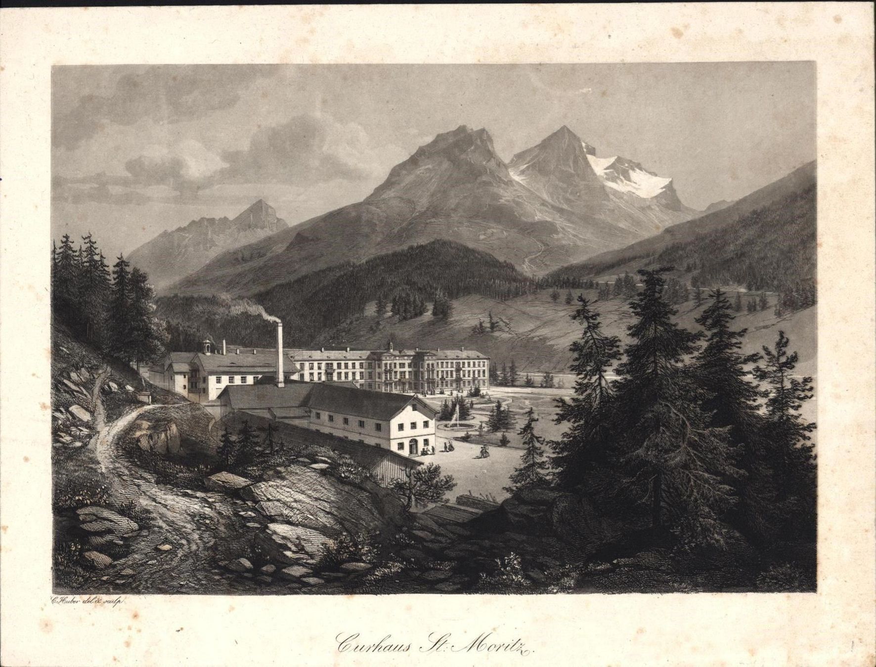 Stiche: St. Moritz Bad Aquatinta – Gebraucht aus Rafz von Helvet32