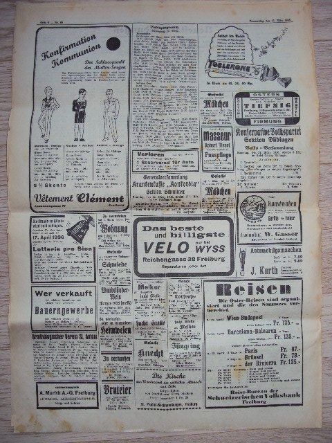 Riviste & Magazine: Freiburger Nachrichten 1936 – Usato da Ennetbürgen venduto da meichtri 1