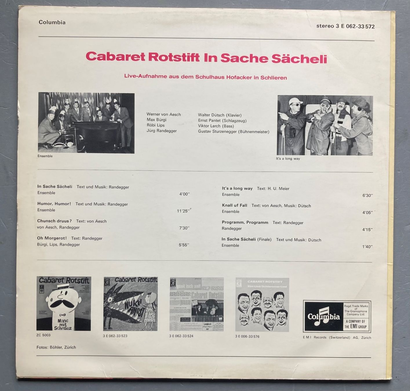 Schallplatten: CABARET ROTSTIFT - IN SACHE SÄCHELI – Gebraucht aus Poliez-Pittet von Newtown-Records 1