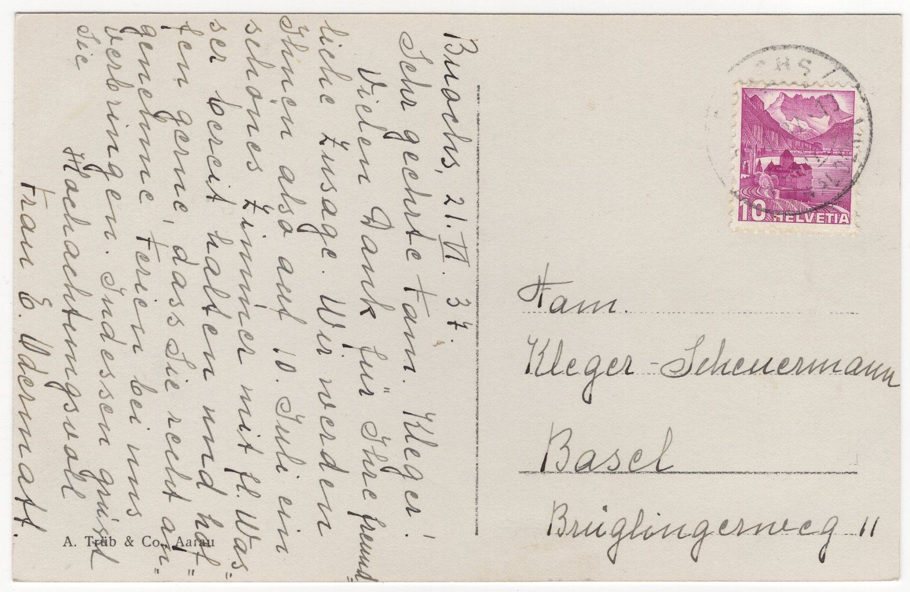 Cartoline postali: Badehaus Hotel Krone, Buochs – Usato da Eglisau venduto da Chperfins 1