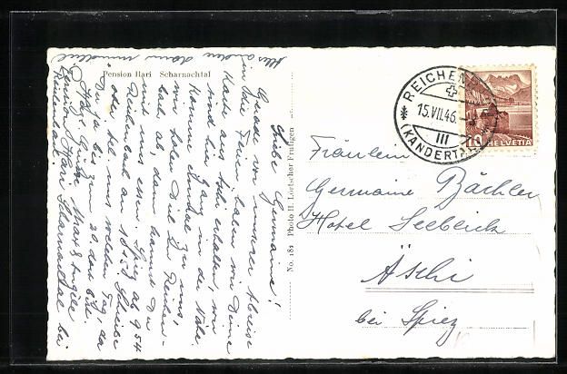 Cartes postales: AK Scharnachtal, Pension Hari, 1946 – D'occasion à Berlin par bartko-reher 1