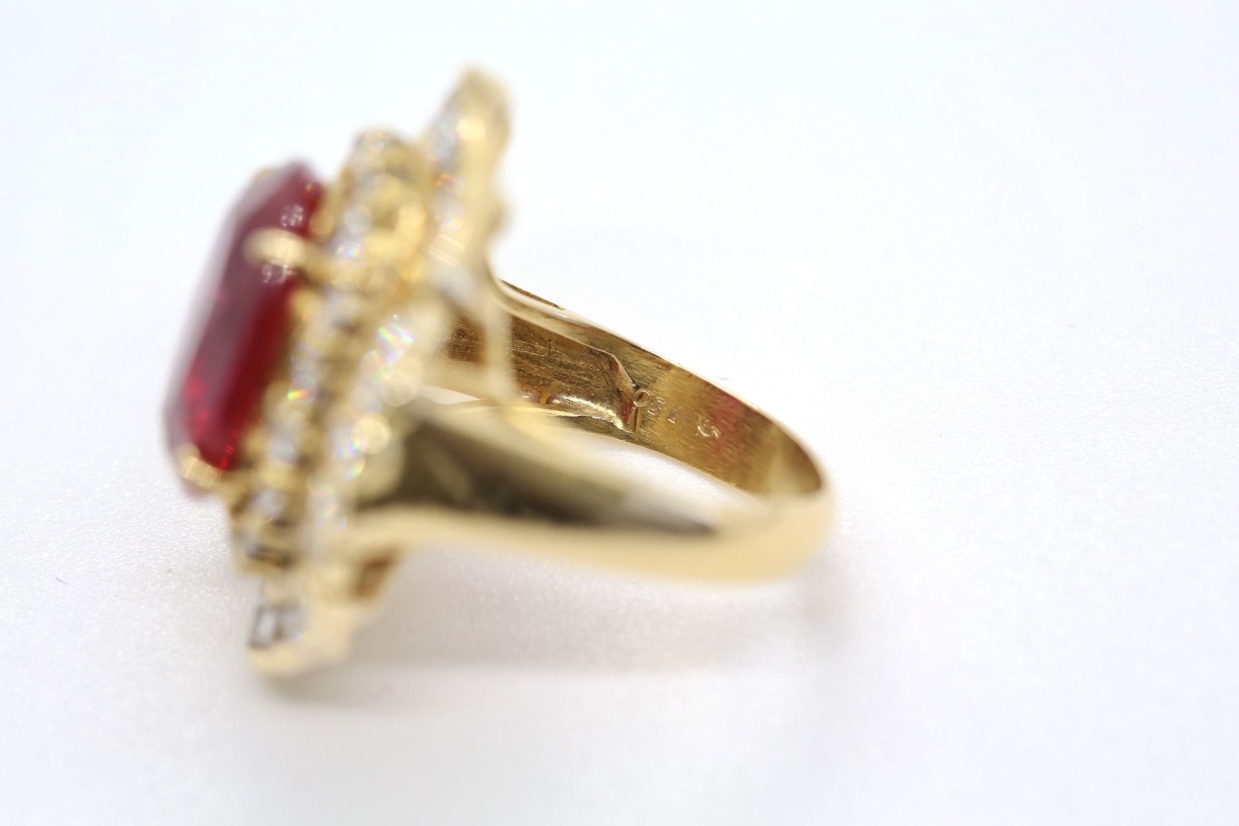 Anelli: Goldring 18K mit rotem Stein – Usato da Reinach BL venduto da Han-Numismatik 3