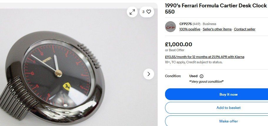 Stand- & Wanduhren: Ferrari Formula 1990's Tischuhr / horloge de table – Gebraucht aus Collonges von Auganien 1