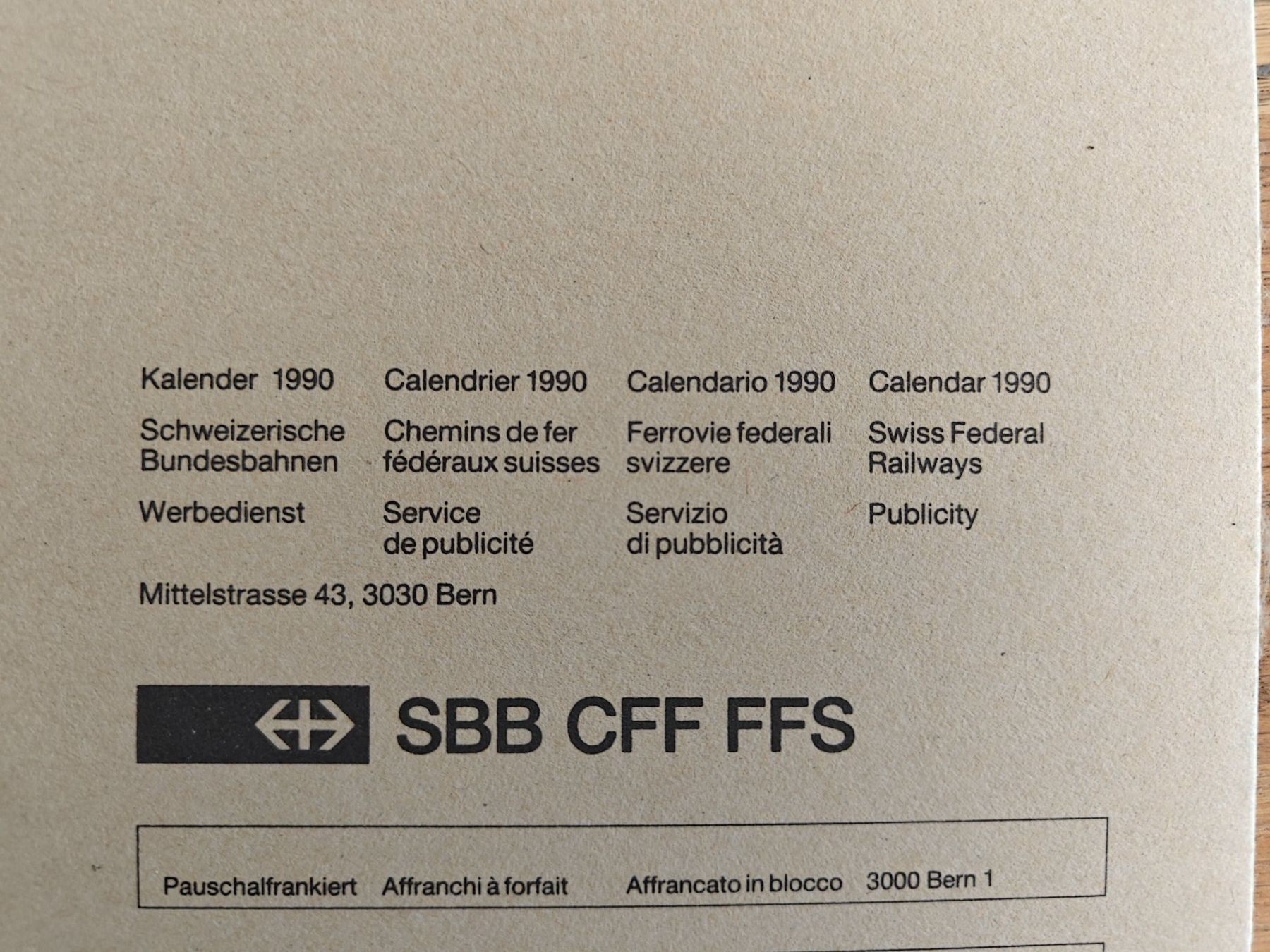 Calendari: Antiker Kalender: SBB CFF FFS Kalender 1990 Bahn & Schiff – Nuovo (secondo la descrizione) da Birr venduto da DisDas