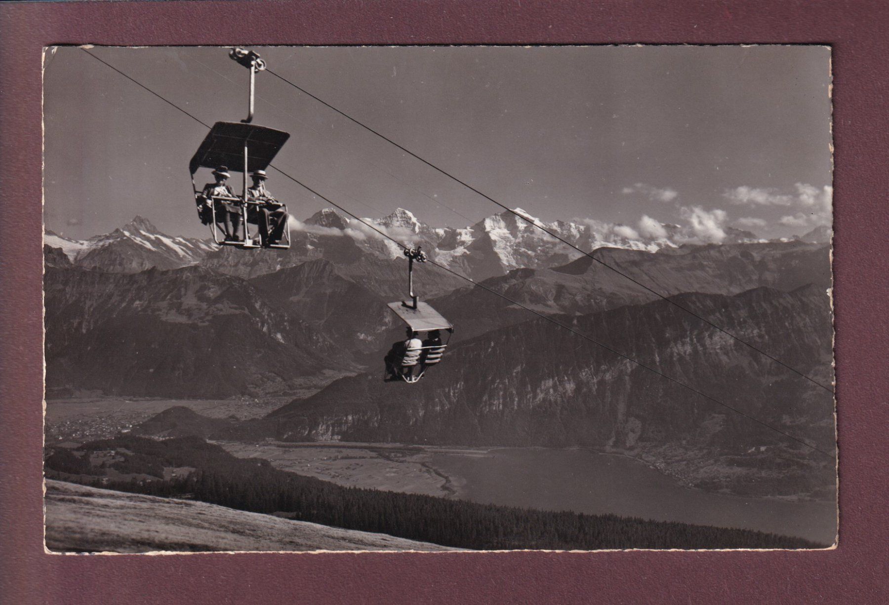 Cartoline postali: Sesselbahn BEATENBERG-NIEDERHORN - 1955 – Usato da Pully venduto da nicecards