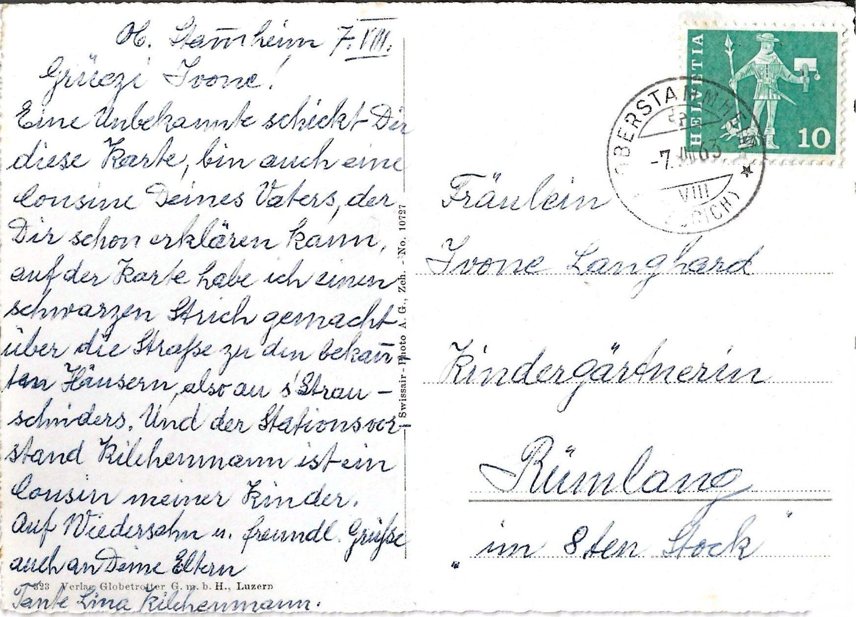 Ansichtskarten: Karte Stammheim 1963 – Gebraucht aus Zürich von Philacat11 1