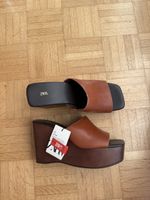 ZARA Keilabsatz Sandalen Leder braun Grösse 38 neu