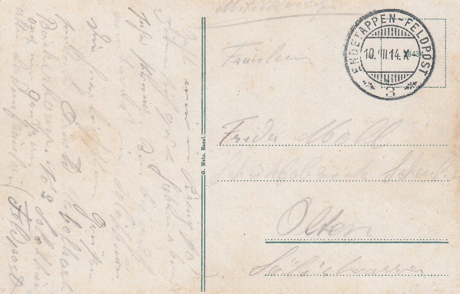 Cartoline postali: Solothurn-Einsiedelei St.Verena-BuchstabenkarteFeldpost 1914 – Usato da uttwil venduto da Koehlerfred 1