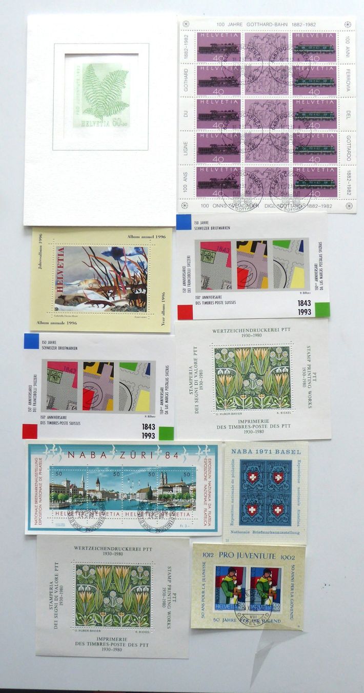 Tutti i francobolli: Diverse Blocks und Vignetten; sowie Bogen Gotthardbahn 1.Tag – Usato da Aesch BL venduto da Kauri1
