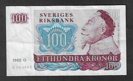Banconote: Sweden  100  Kronor  1985  Gebraucht  80 % – Usato da Gordola venduto da coinsandnotes