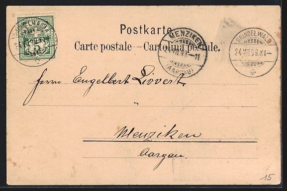 Cartoline postali: Grindelwald, Ortsansicht mit Wetterhorn  – Usato da Berlin venduto da bartko-reher 1