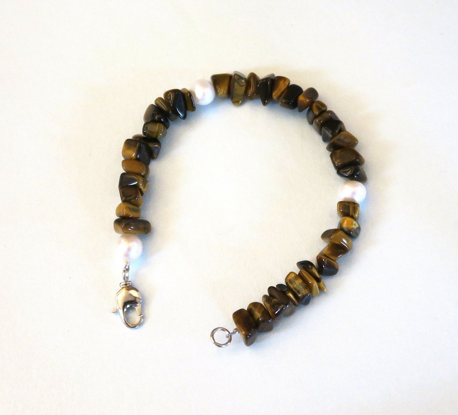 Bracciali & Braccialetti: Armband Tigerauge mit Zuchtperlen – Nuovo (secondo la descrizione) da Brittnau venduto da marlenestone 1