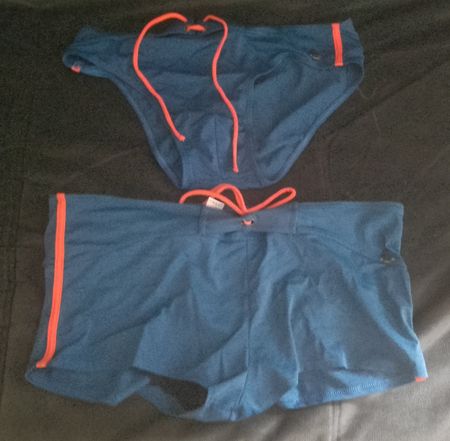 Maillots de bain bleu et orange taille L 2 pièces pour homme