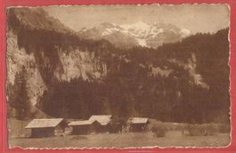 Alphäuser in Alpen - Wo? Kiental ? Fotokarte Gyger ca. 1930