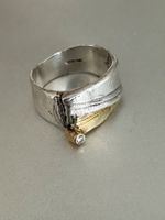 Vintage 925 Silber Ring mit Gold and Diamant, Reister Becker