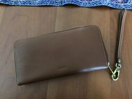 Portafoglio nuovo marrone marca Fossil in pelle bovino