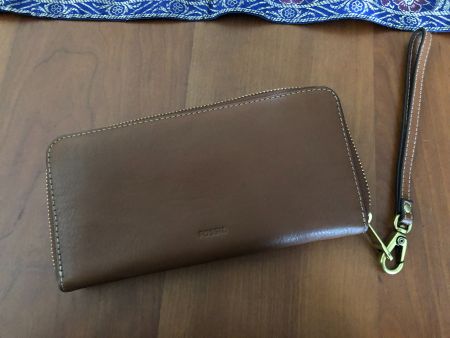 Portafoglio nuovo marrone marca Fossil in pelle bovino