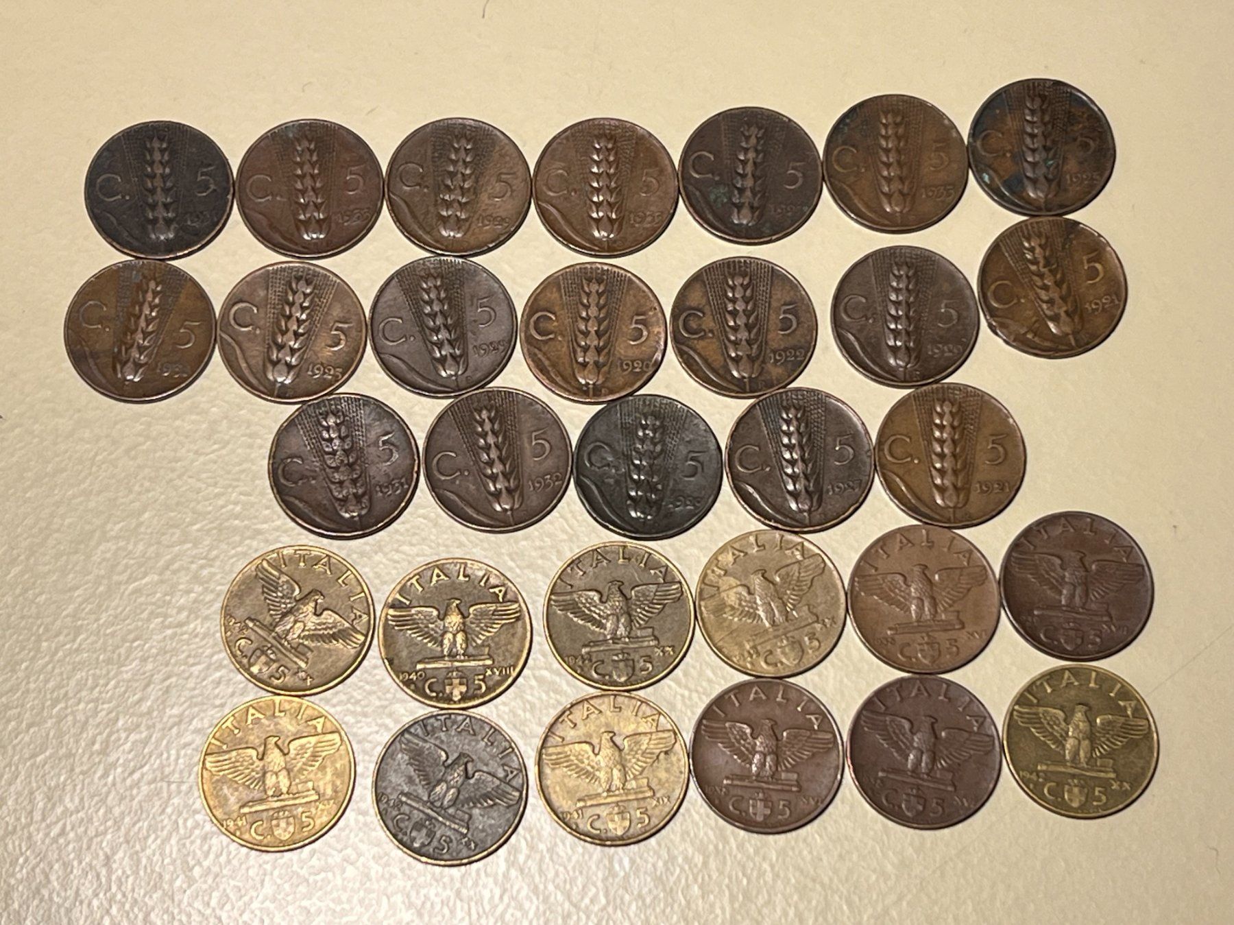 Tutti le monete: 31x 5 Centesimi Vittorio Emanuele III – Usato da Wettingen venduto da pozza01 1