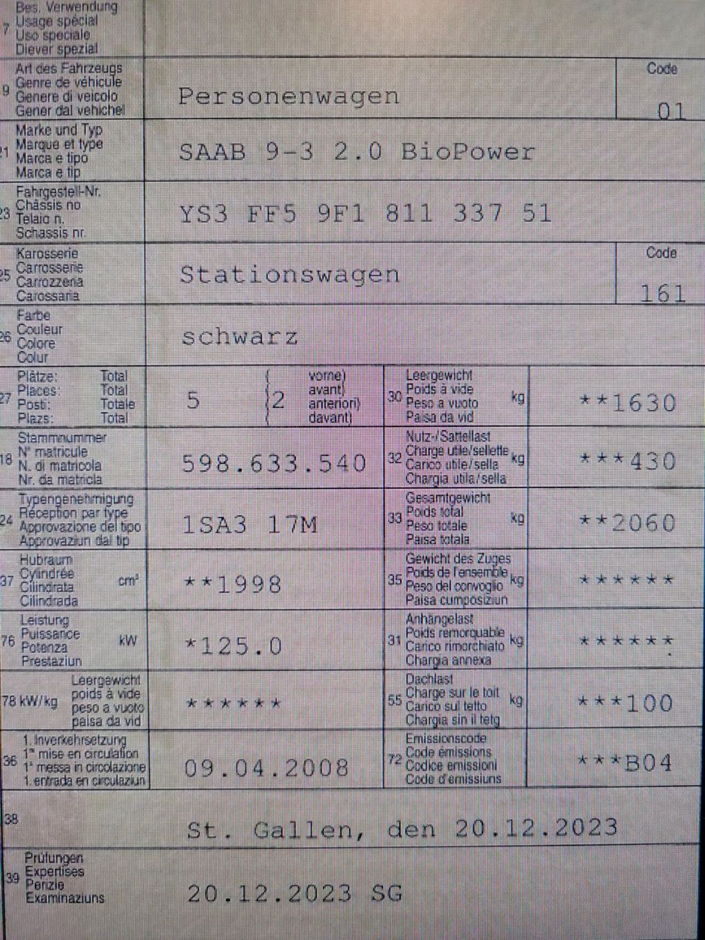Saab Automobili: Saab 9-3 Sport 2.0 BioPower Vector – Usato da St. Gallen venduto da HirschAutomobileAG 5