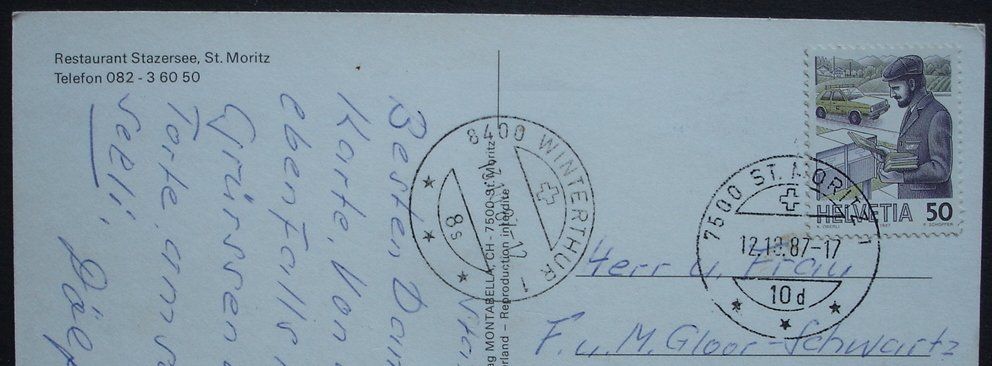 Cartoline postali: ST. MORITZ Restaurant Stazersee – Usato da Jona venduto da philajona 1