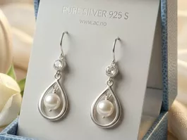 Silber 925 Ohrhänger mit Echteperlen - A&C Oslo -Neu