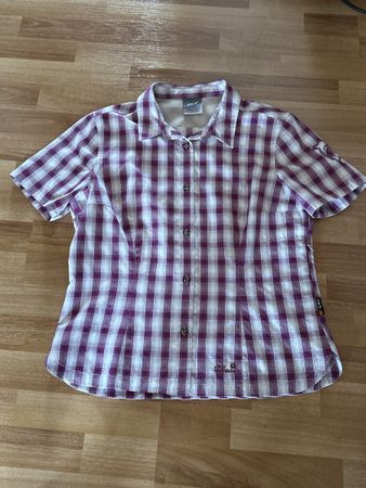 Jack Wolfskin Damen Bluse, Gr. L, Lila/Weiss Kariert