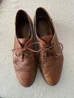 Damenschuhe Leder Cognac Grösse 39 Lochmuster Schnürung