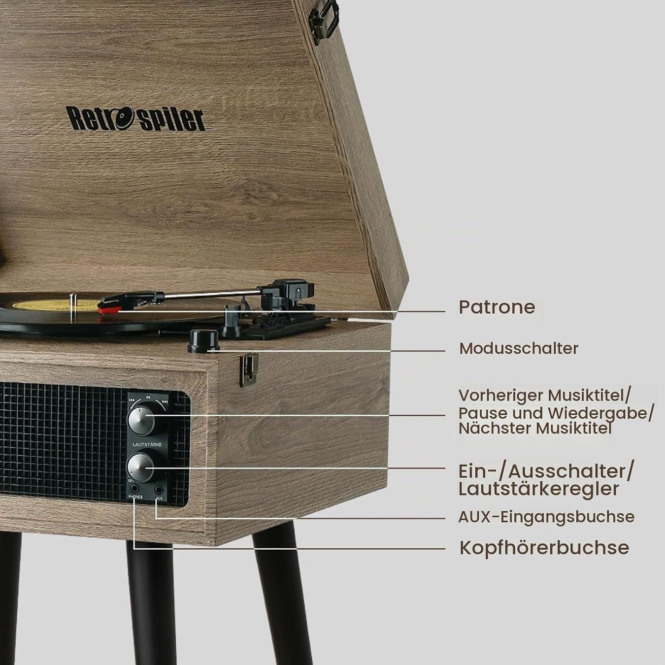 Giradischi: Plattenspieler mit Ständer Bluetooth USB Lautsprecher – Nuovo e nell'imballaggio originale da St. Gallen venduto da RestpostenSG 3